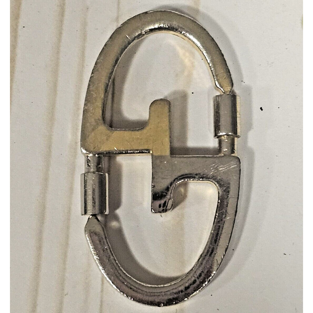 Rare Vintage Authentic GUCCI ITALY Engraved DOUBLE "G" Belt Buckle & Keychain